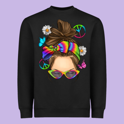 Messy Bun Tie Dye Heavyweight Sweatshirt Designed By Ranaportraitstore