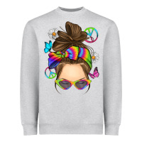 Heather Grey messy bun tie dye Heavyweight Sweatshirt - RanaPortraitStore