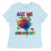 Baby Blue ask me about neurodiversity Ladies Tee - FaDigitalArtStudio