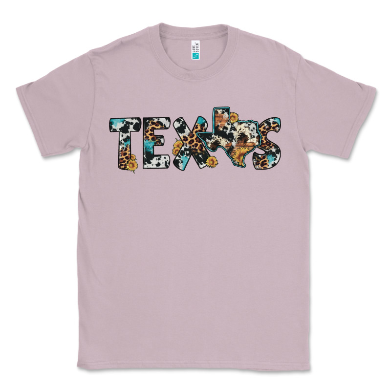 Texas Sunflower Cowhide Leopard Texas Map Classic Tee by Artiststas | Teevron