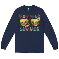 Navy Mom Bad Summer Long Sleeve Tee - CowhideDigitalArt