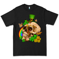 Black St. Patrick's boho skull Premium Tee - OliviaCreatesArt