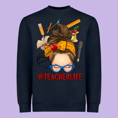 Messy Bun Teacher Life Heavyweight Sweatshirt Designed By Ranaportraitstore