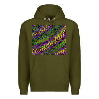 Army Green mardi gras leopard background Premium Hoodie - RanaPortraitStore
