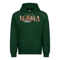 Forest Green Mama with bear and daisy Urban Hoodie - RanaPortraitStore