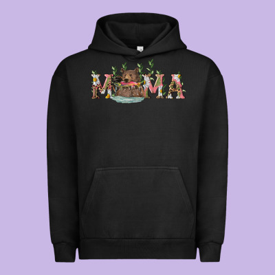 Mama With Bear And Daisy Urban Hoodie Designed By Ranaportraitstore