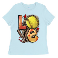 Baby Blue love softball Ladies Tee - FaDigitalArtStudio