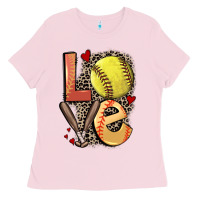Bubblegum Pink love softball Ladies Tee - FaDigitalArtStudio
