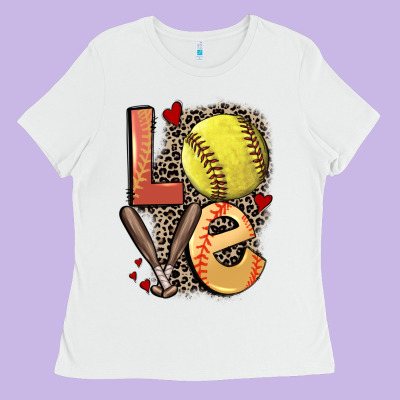 Love Softball Ladies Tee Designed By Fadigitalartstudio