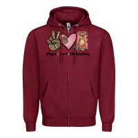 Burgundy peace love chihuahua Zipper Hoodie - JahusDesignShop
