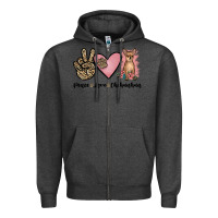 Charcoal Heather peace love chihuahua Zipper Hoodie - JahusDesignShop
