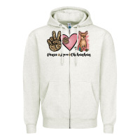 Oatmeal Heather peace love chihuahua Zipper Hoodie - JahusDesignShop
