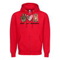 Red peace love chihuahua Zipper Hoodie - JahusDesignShop