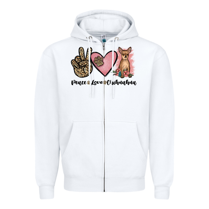 Peace Love Chihuahua Zipper Hoodie by JahusDesignShop | Teevron