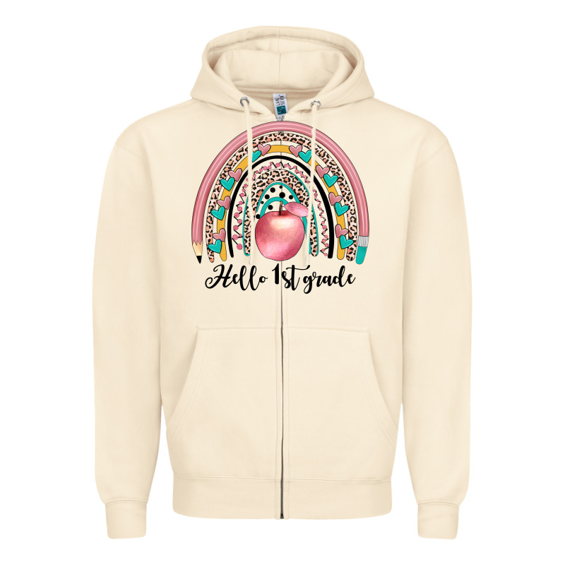 Hello 1 St Grade Zipper Hoodie by JahusDesignShop | Teevron
