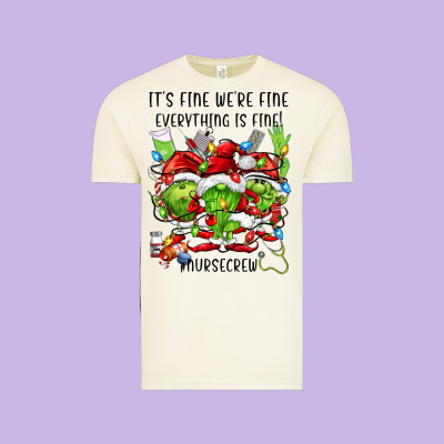 It's Fine We're Fine Everythıng Is Fine! Nursecre Vintage Tee Designed By Fadigitalartstudio