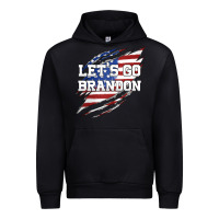 Black Let's Go Brandon Ripped Cloth with American Flag Urban Hoodie - Jasminsmagicworld