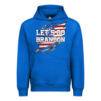 Cobalt Let's Go Brandon Ripped Cloth with American Flag Urban Hoodie - Jasminsmagicworld