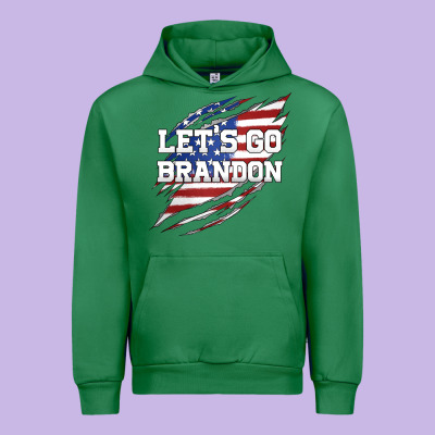 Let's Go Brandon Ripped Cloth With American Flag Urban Hoodie Designed By Jasminsmagicworld