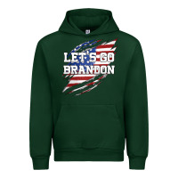 Forest Green Let's Go Brandon Ripped Cloth with American Flag Urban Hoodie - Jasminsmagicworld