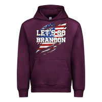 Mauve Wine Let's Go Brandon Ripped Cloth with American Flag Urban Hoodie - Jasminsmagicworld