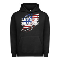 Pigment Black Let's Go Brandon Ripped Cloth with American Flag Urban Hoodie - Jasminsmagicworld