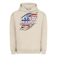 Pigment French Oak Let's Go Brandon Ripped Cloth with American Flag Urban Hoodie - Jasminsmagicworld