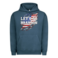 Pigment Midnight Navy Let's Go Brandon Ripped Cloth with American Flag Urban Hoodie - Jasminsmagicworld