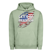Pigment Oil Green Let's Go Brandon Ripped Cloth with American Flag Urban Hoodie - Jasminsmagicworld
