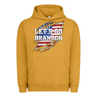 Pigment Peanut Butter Let's Go Brandon Ripped Cloth with American Flag Urban Hoodie - Jasminsmagicworld