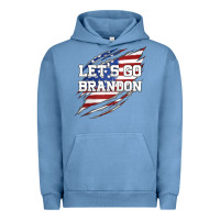 Pigment Pebble Blue Let's Go Brandon Ripped Cloth with American Flag Urban Hoodie - Jasminsmagicworld