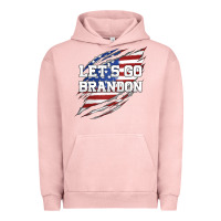 Pigment Salmon Let's Go Brandon Ripped Cloth with American Flag Urban Hoodie - Jasminsmagicworld