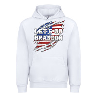 White Let's Go Brandon Ripped Cloth with American Flag Urban Hoodie - Jasminsmagicworld