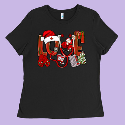 Christmas Love Nurse Bbs Ladies Tee Designed By Bundleandbundleshop