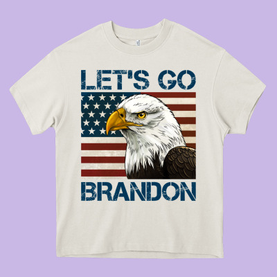 American Bald Eagle Let's Go Brandon Heavy Core Tee Designed By Jasminsmagicworld