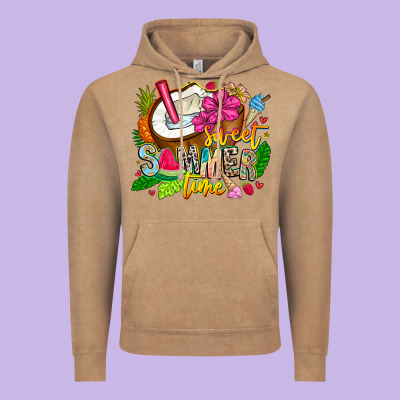 Summer Time Vintage Hoodie Designed By Cowhidedigitalart
