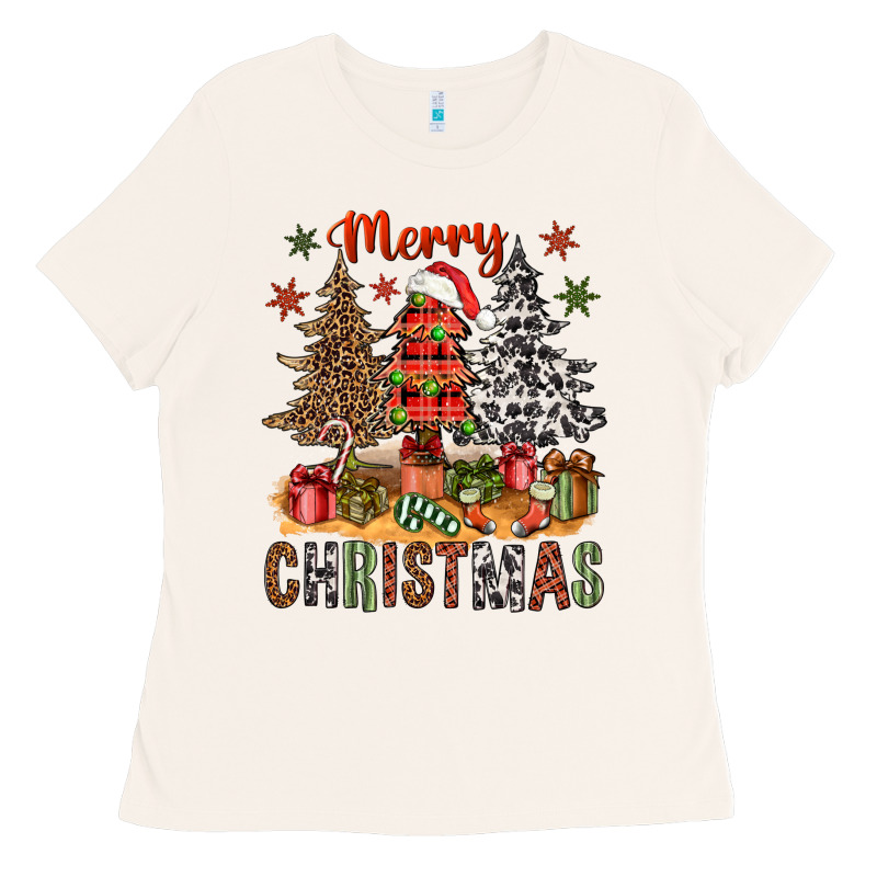 Merry Christmas With Western Trees Bbs Ladies Tee by BundleAndBundleShop | Teevron
