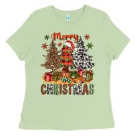 Matcha merry christmas with western trees bbs Ladies Tee - BundleAndBundleShop