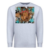 Heather Grey western roses cow Premium Sweatshirt - RanaPortraitStore