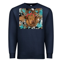 Navy western roses cow Premium Sweatshirt - RanaPortraitStore