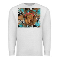 Oatmeal Heather western roses cow Premium Sweatshirt - RanaPortraitStore