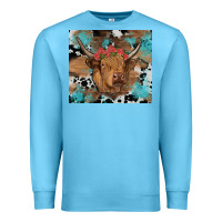 Ocean Blue western roses cow Premium Sweatshirt - RanaPortraitStore