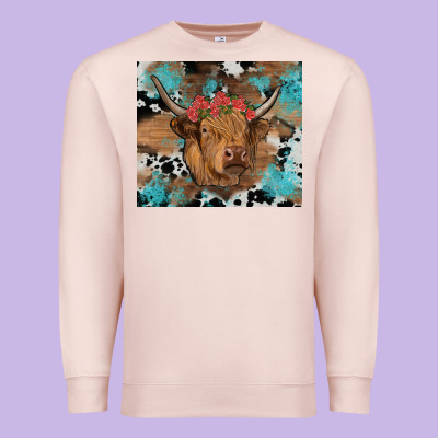 Western Roses Cow Premium Sweatshirt Designed By Ranaportraitstore