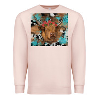Pale Pink western roses cow Premium Sweatshirt - RanaPortraitStore