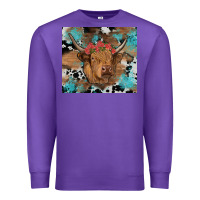 Purple western roses cow Premium Sweatshirt - RanaPortraitStore
