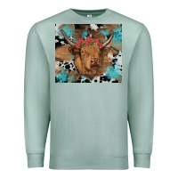 Seafoam western roses cow Premium Sweatshirt - RanaPortraitStore