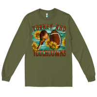 Army Green Turkey And Touchdowns Long Sleeve Tee - LillyAllenDesigns