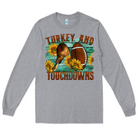 Heather Grey Turkey And Touchdowns Long Sleeve Tee - LillyAllenDesigns