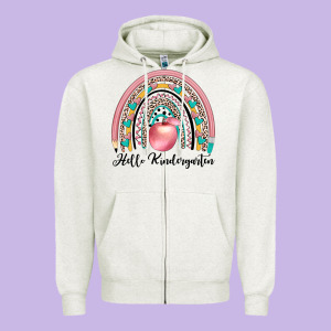 Hello Kindergarten Zipper Hoodie Designed By Jahusdesignshop