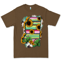 Cacao Mississippi Map Sunflower Cactus Serape Premium Tee - RanaPortraitStore